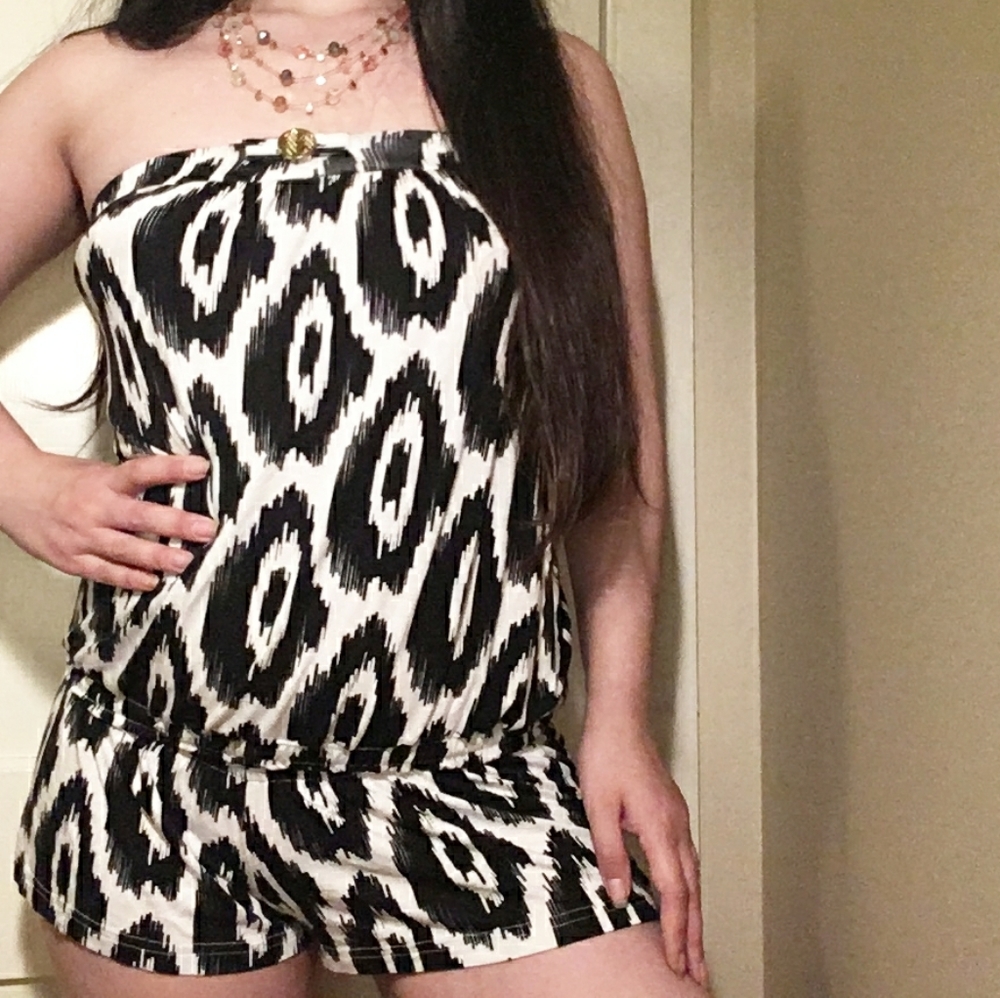 Black&White Ikat Print Boutique Romper